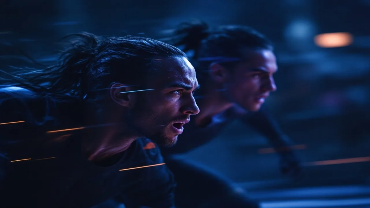 Seedance 2.5 AI enhanced motion synthesis — two subjects in fluid high-speed motion with cinematic blur